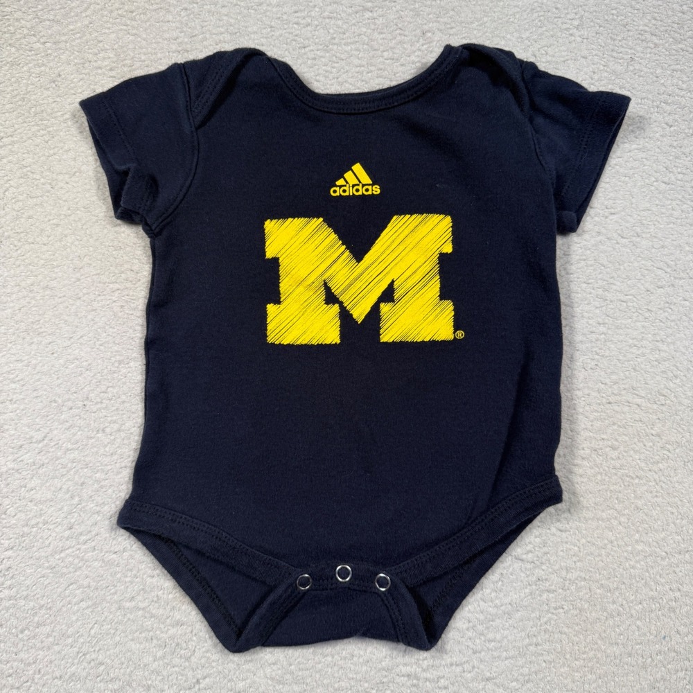 Baby Michigan Wolverines Adidas Navy‎ Blue M Logo One Piece Jumper 6-9 Month
